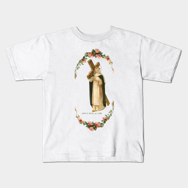 Saint Rose of Lima Holy Card Kids T-Shirt by Catholicamtees